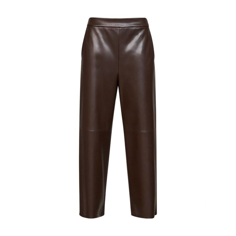 Max Mara S Women Dark Brown Coated Jersey Smmamati Cropped Trousers